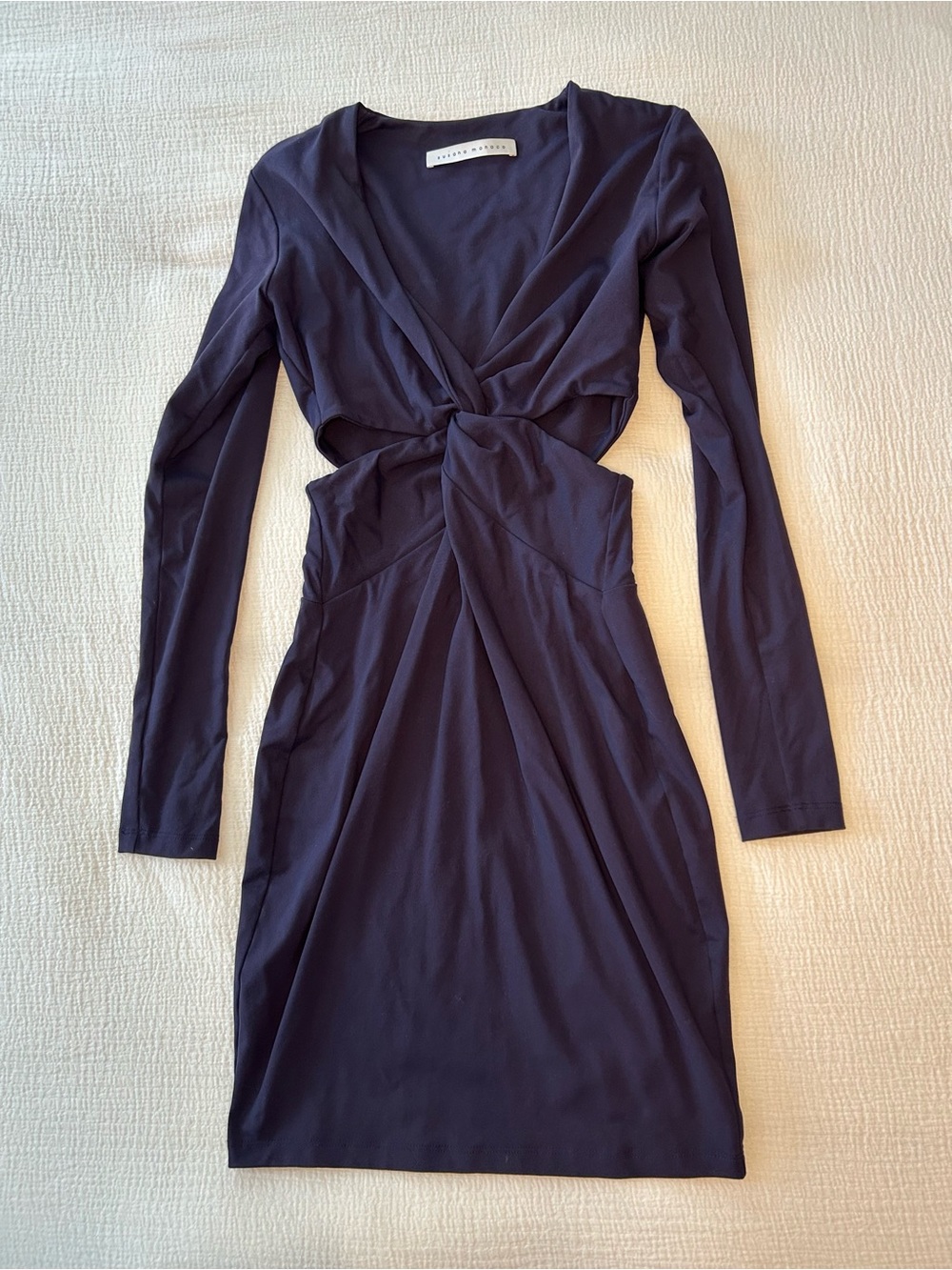 Susana Monaco Navy Long-Sleeve Twist Front Dress